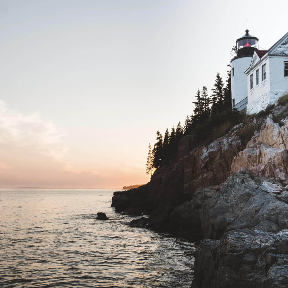 Lighthouse on a rokcy shore